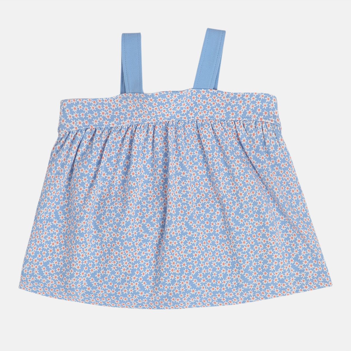 Baby Girls Floral Printed Strap Top with Leggings Set, Blue