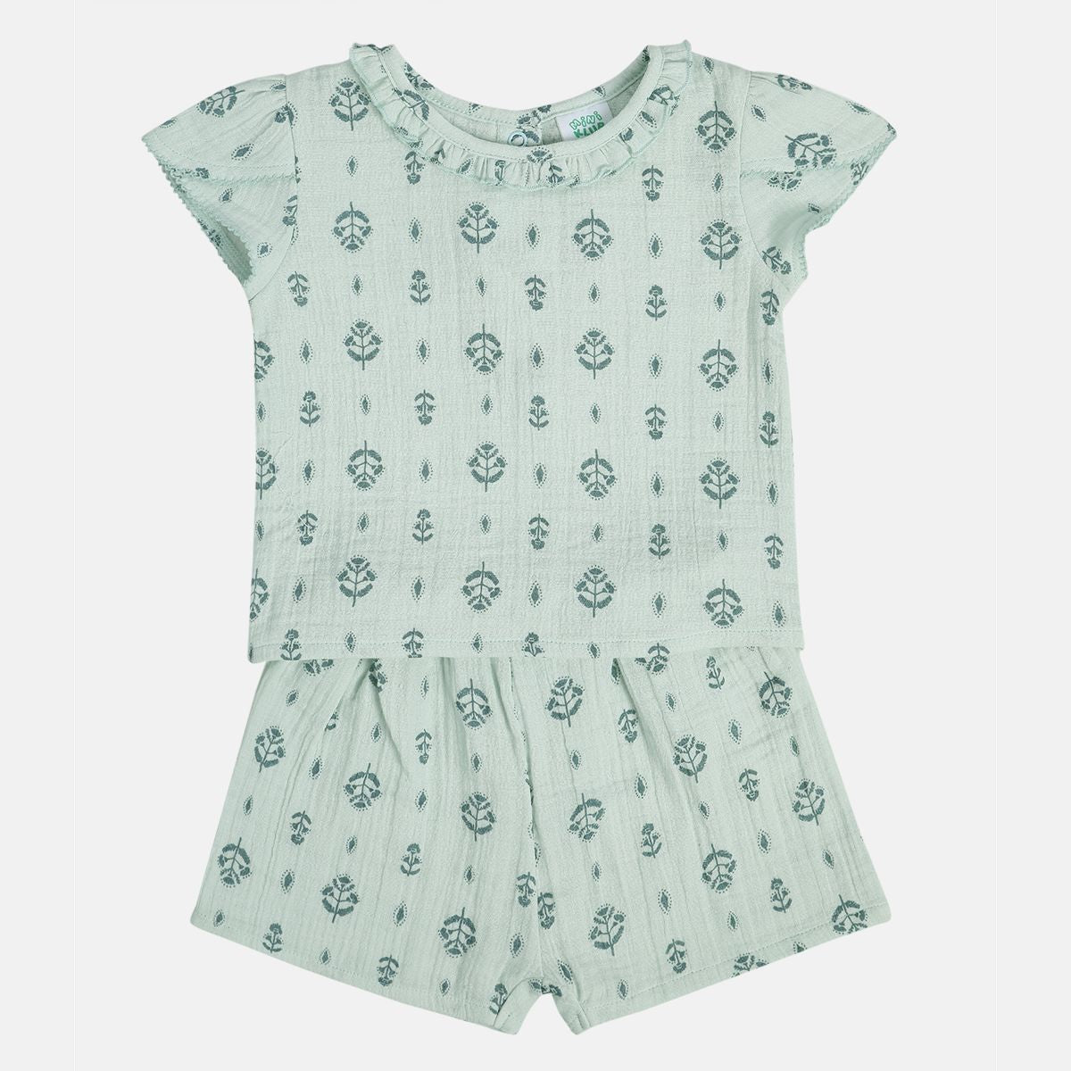 Girls Blue Cap Sleeve Top And Bottom