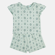 Girls Blue Cap Sleeve Top And Bottom