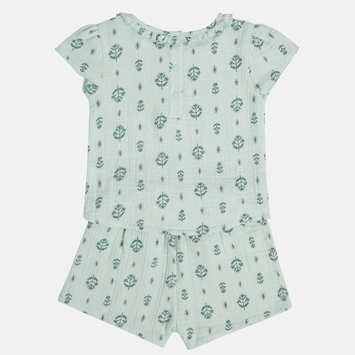 Girls Blue Cap Sleeve Top And Bottom