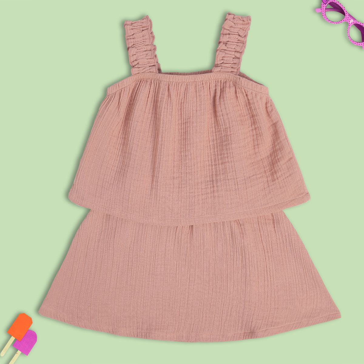 Baby Girls Solid Tiered Top, Pink
