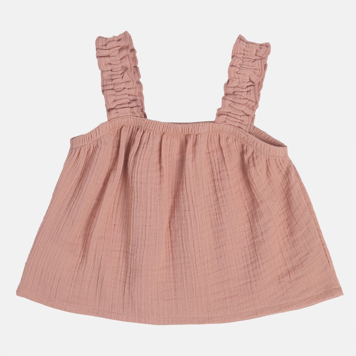 Baby Girls Solid Layered Top With Ruffle Straps , Pink