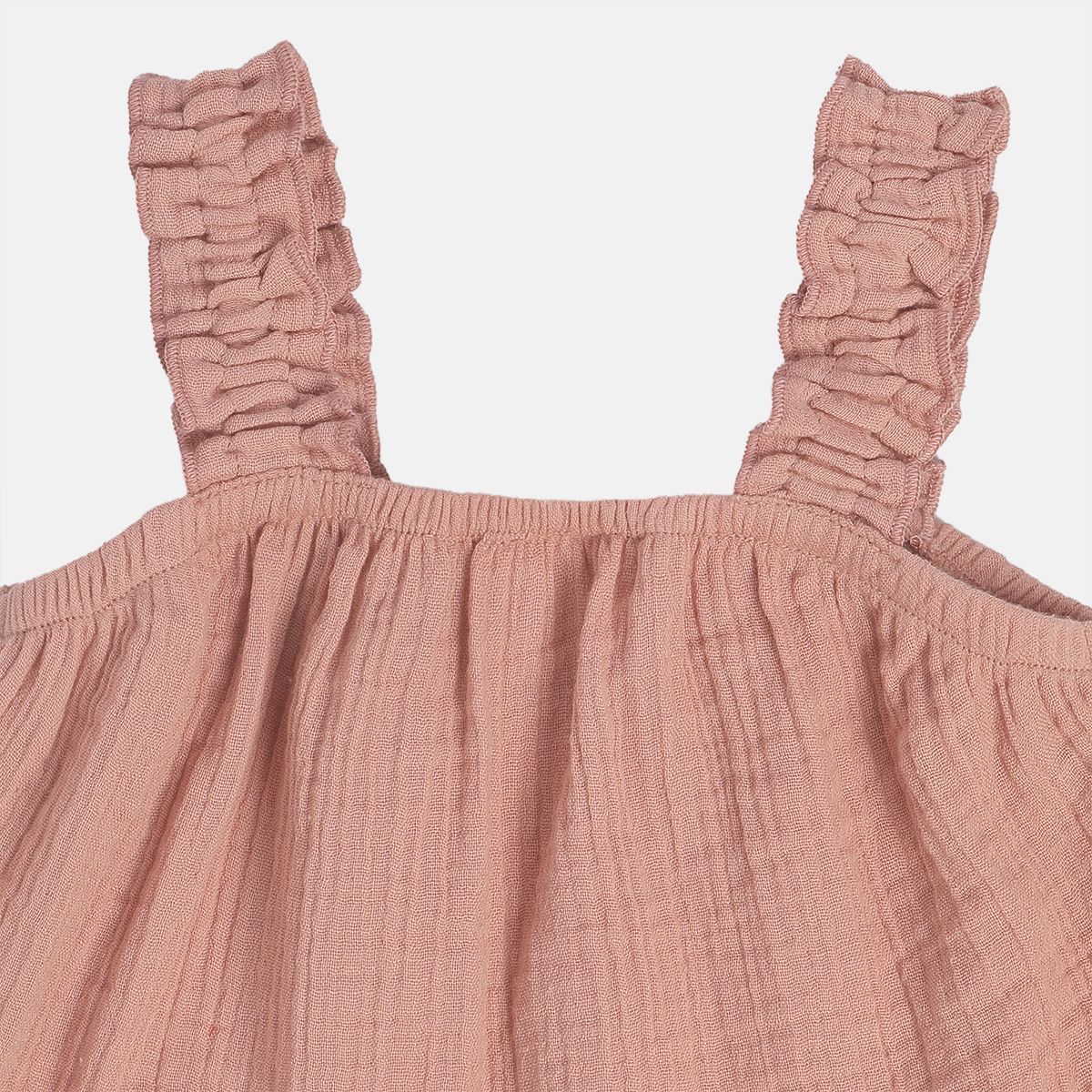 Baby Girls Solid Layered Top With Ruffle Straps , Pink