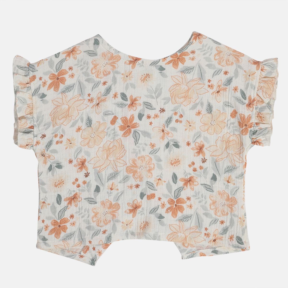 Baby Girls Floral Print Top and Shorts Set, Off White and Peach