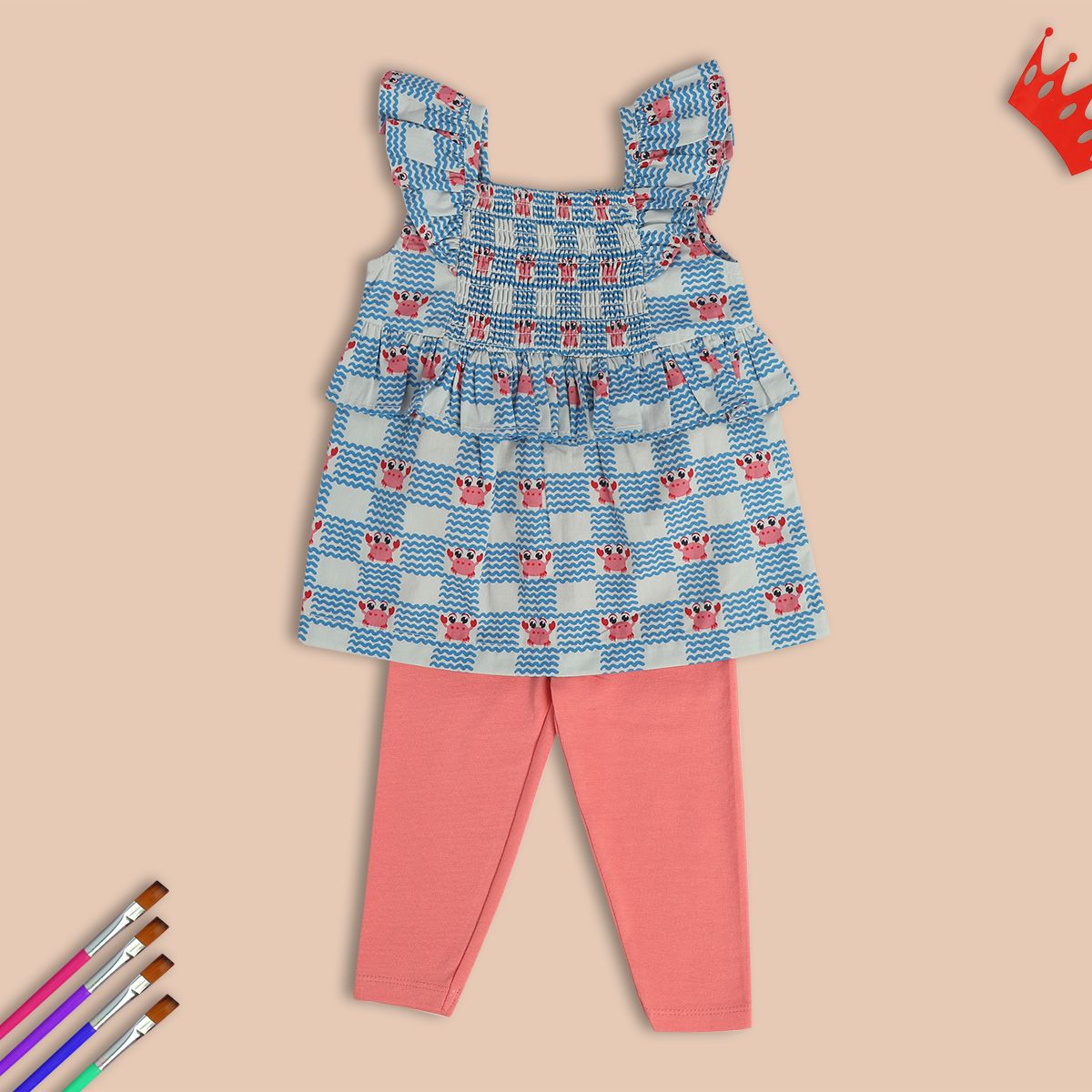 Girls Multicolor Pack Of 2 Top And Bottom