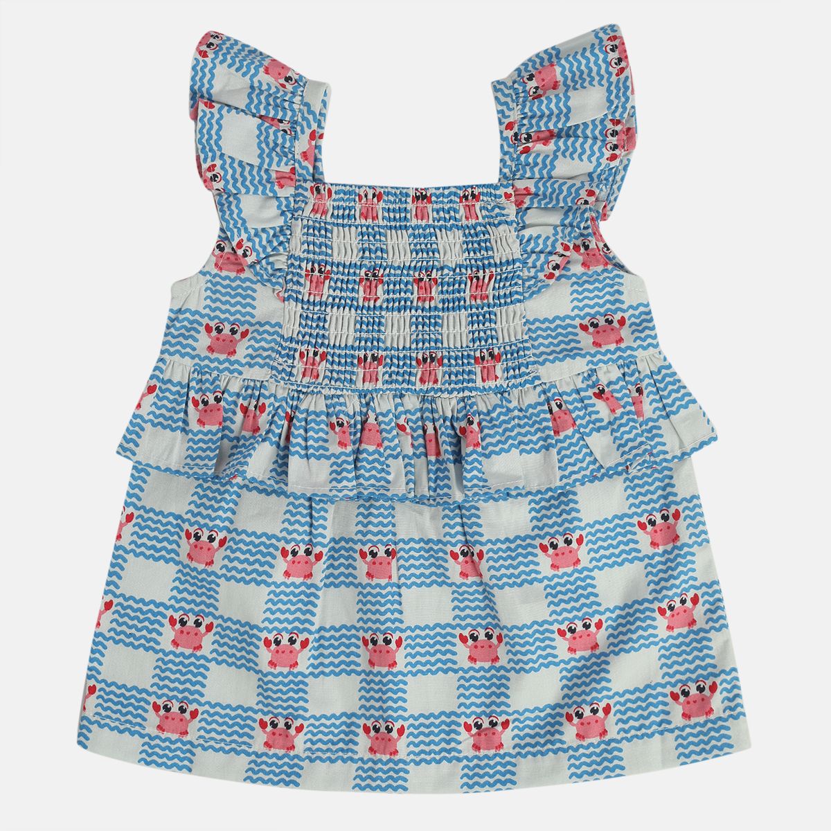 Girls Multi Sqaure Neck Top And Bottom