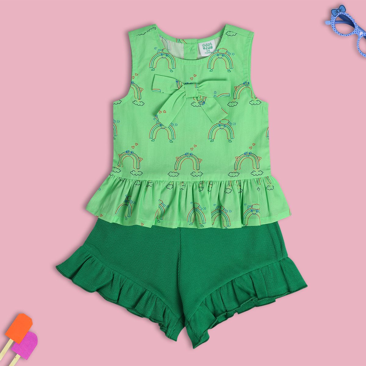 Girls Green Pack Of 2 Top And Bottom