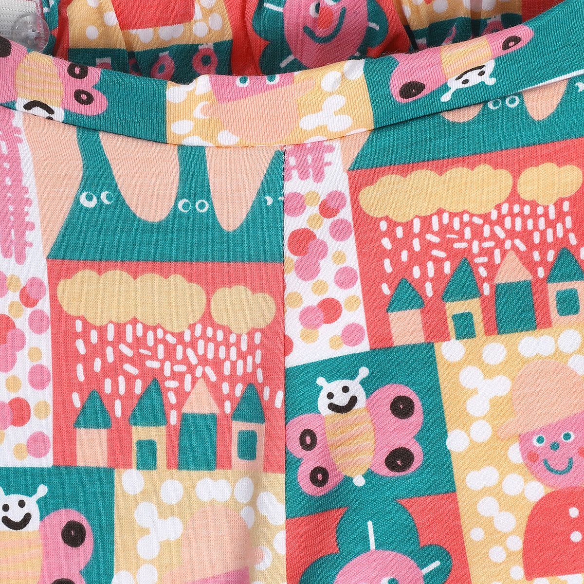 Girls Multi Square Neck Top And Bottom