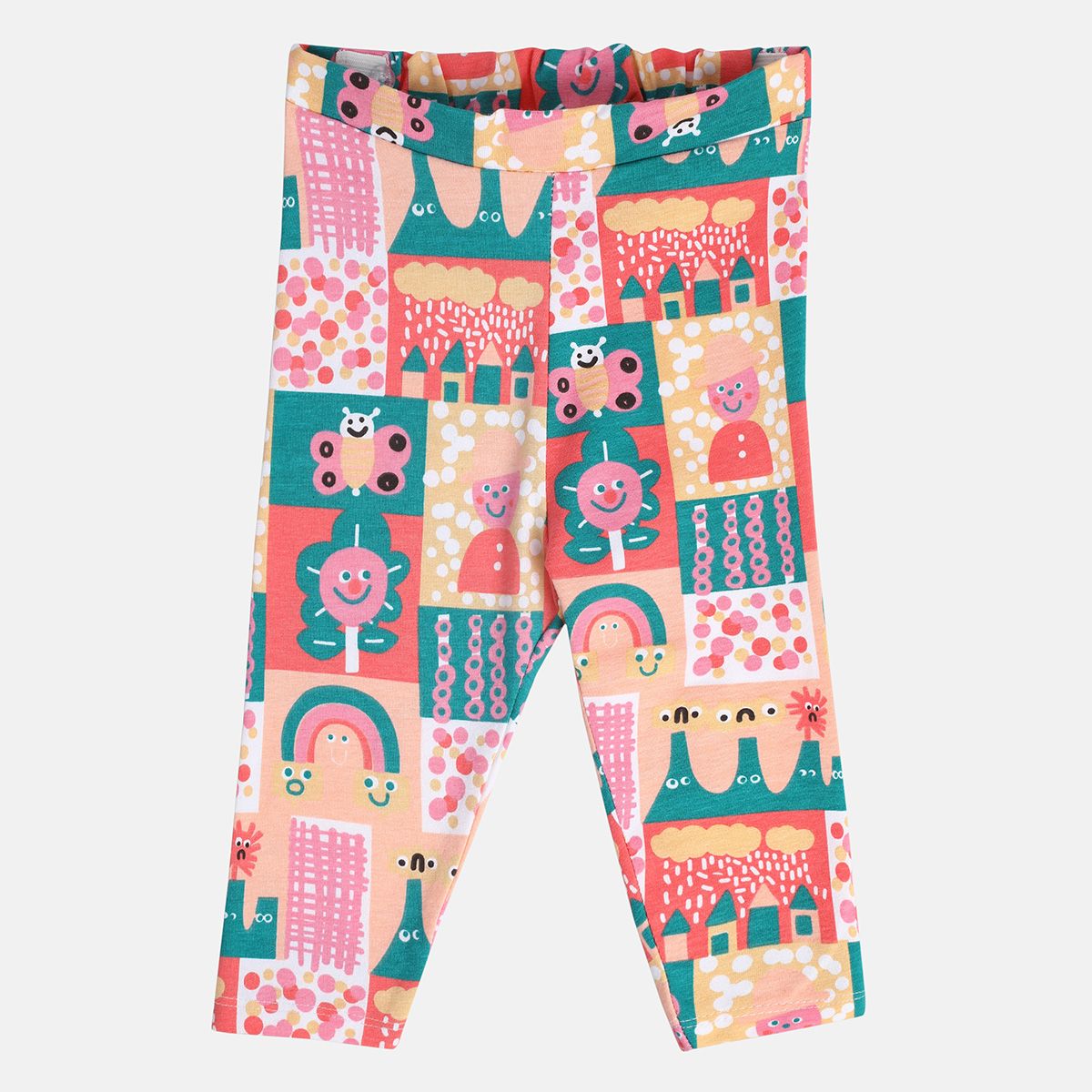 Girls Multi Square Neck Top And Bottom