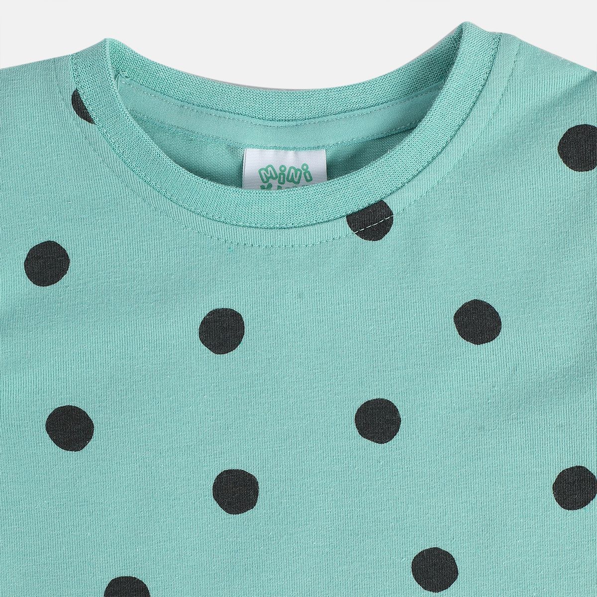 Girls Green Frill Sleeve Top And Bottom
