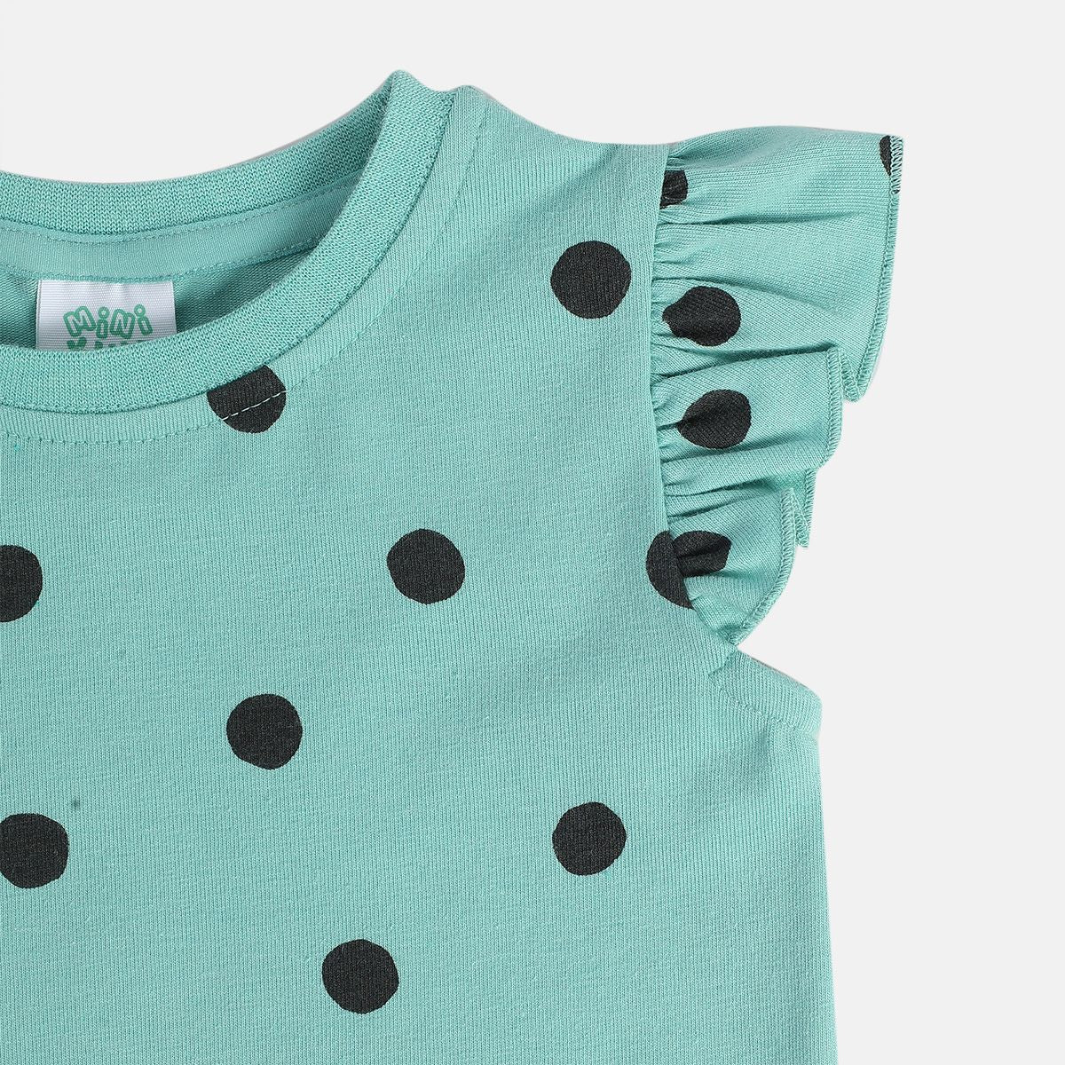 Girls Green Frill Sleeve Top And Bottom