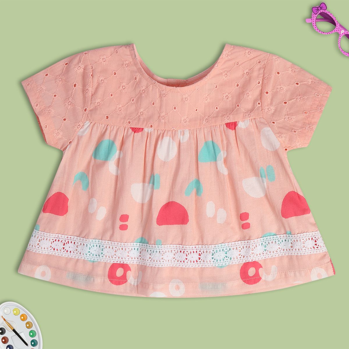 Girls Pink Woven Top