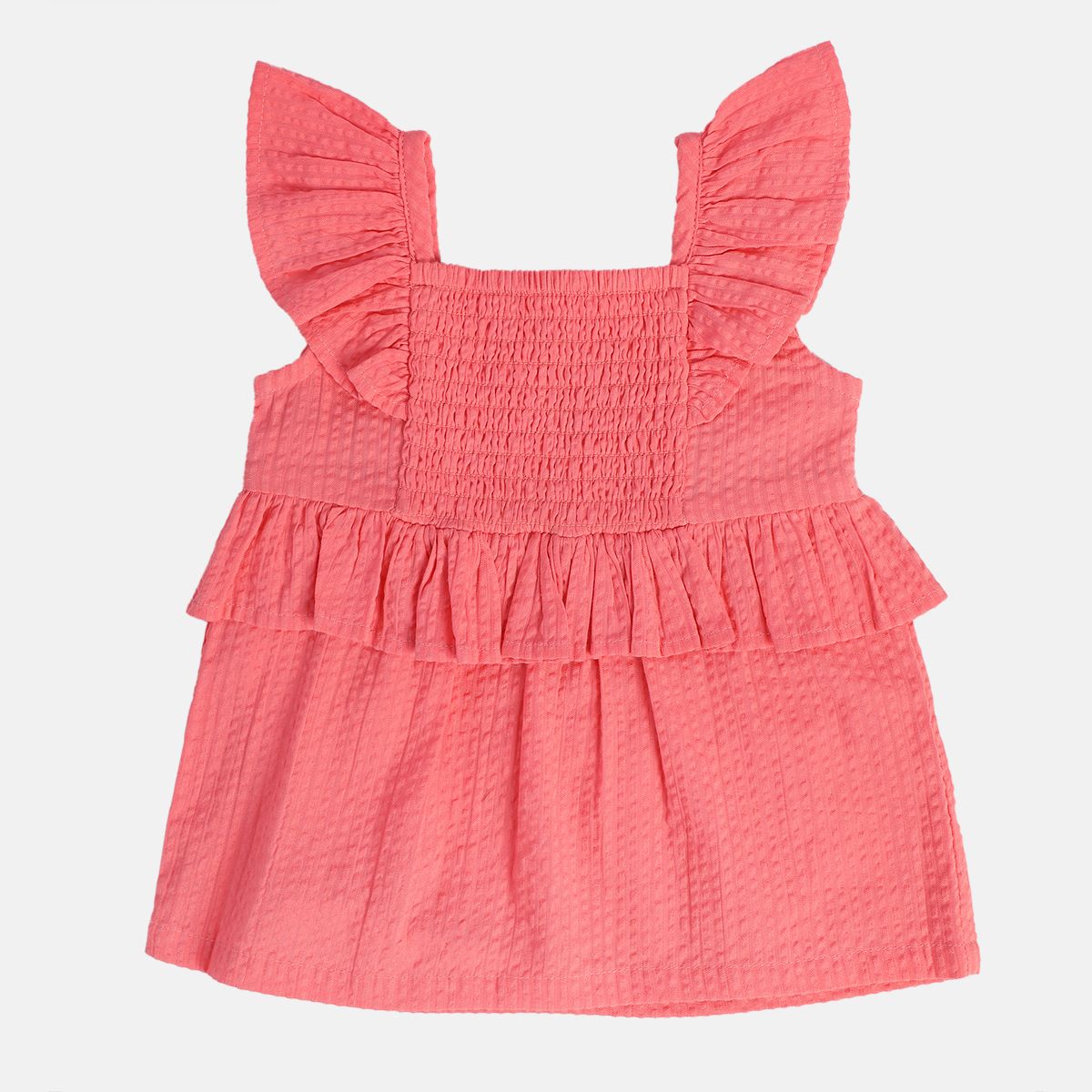 Girls Orange Square Neck Woven Top