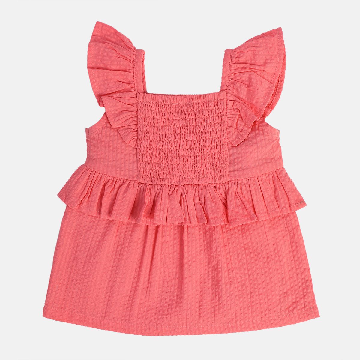 Girls Orange Square Neck Woven Top