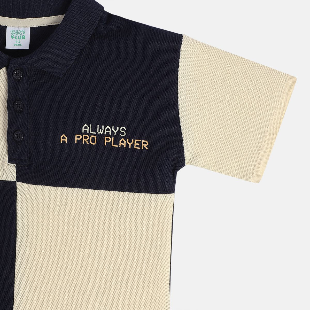 Boys Navy Collar Short Sleeve Polo