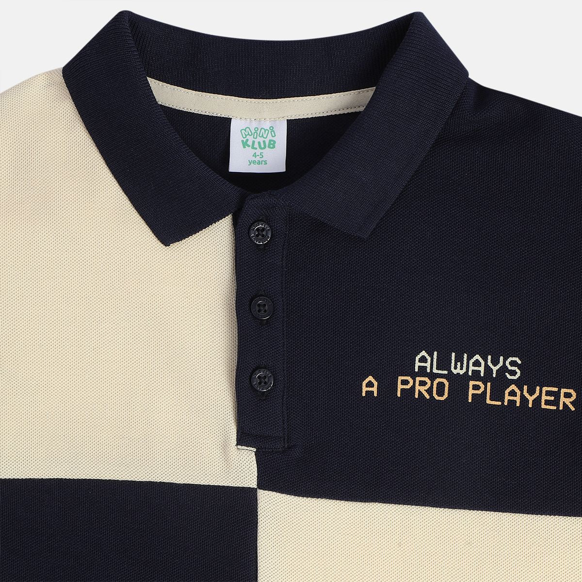 Boys Navy Collar Short Sleeve Polo