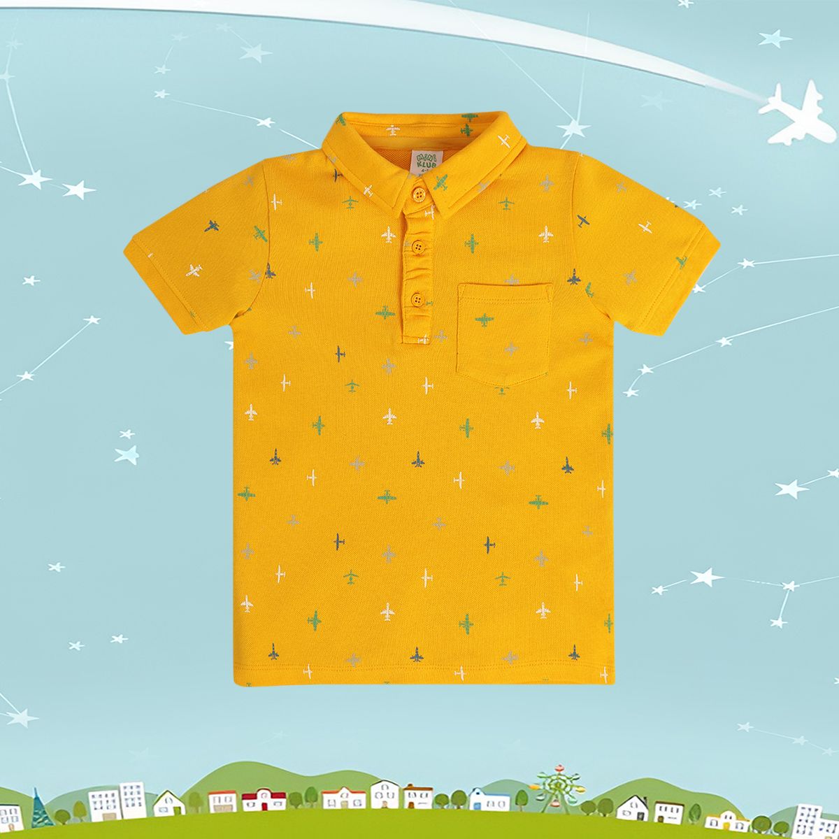 Boys Mustard Collar Short Sleeve Polo