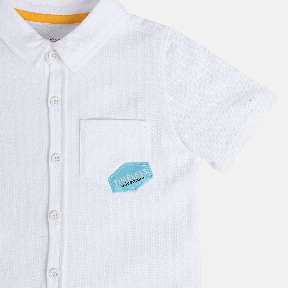 Boys White Collar Short Sleeve Shirt