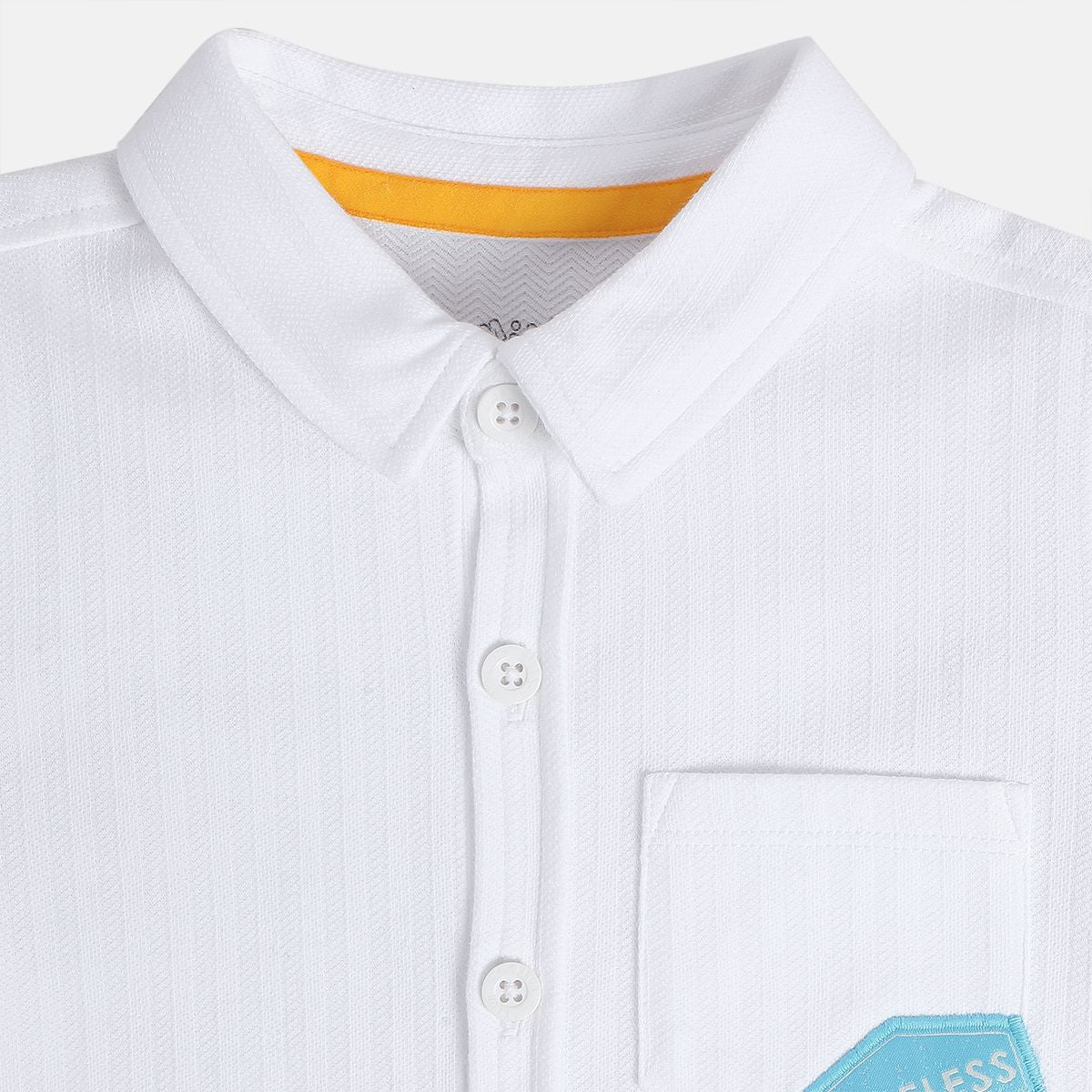 Boys White Collar Short Sleeve Shirt
