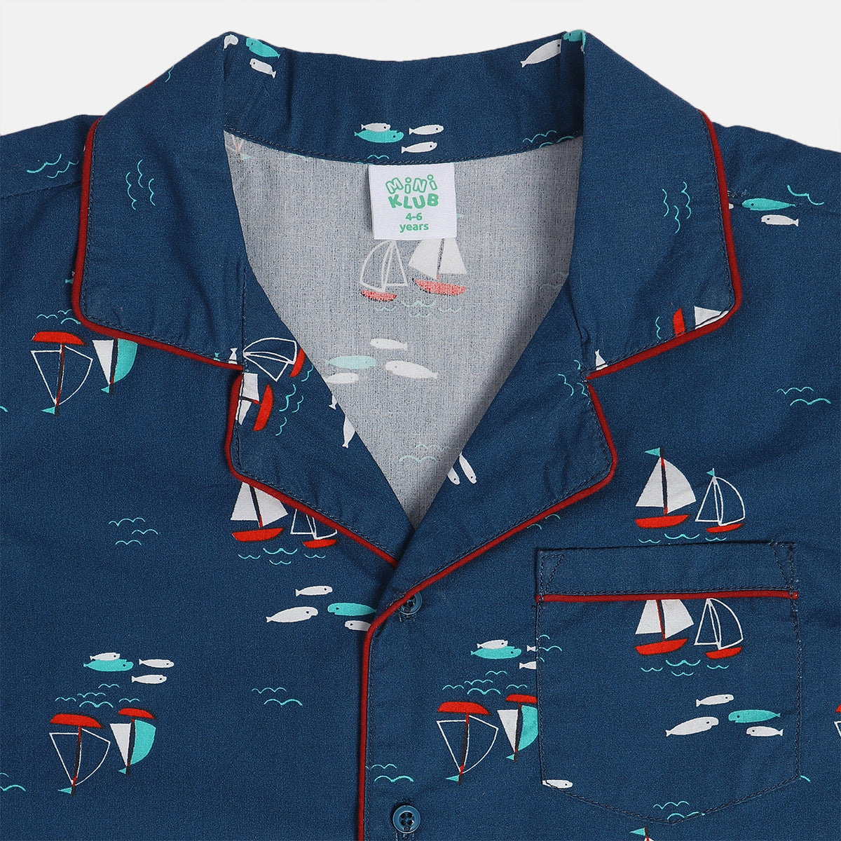 Boys Blue/White Collar Top And Bottom