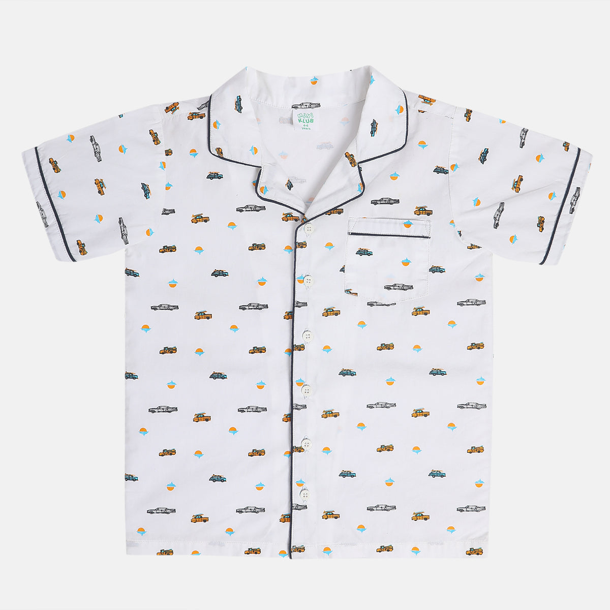 Boys Blue/White Collar Top And Bottom