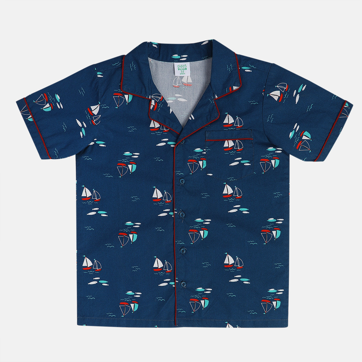 Boys Blue/White Collar Top And Bottom