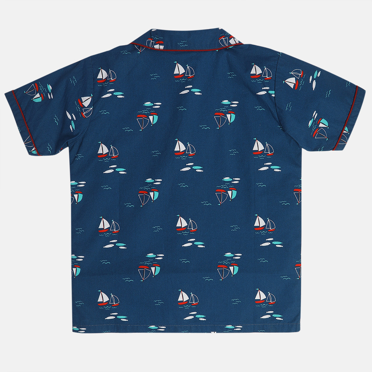 Boys Blue/White Collar Top And Bottom