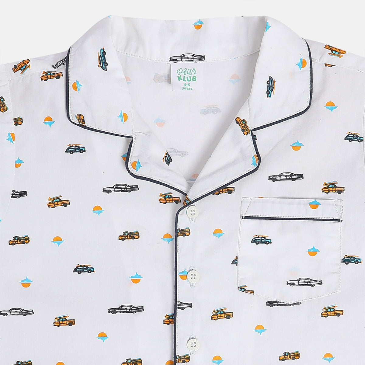 Boys Blue/White Collar Top And Bottom