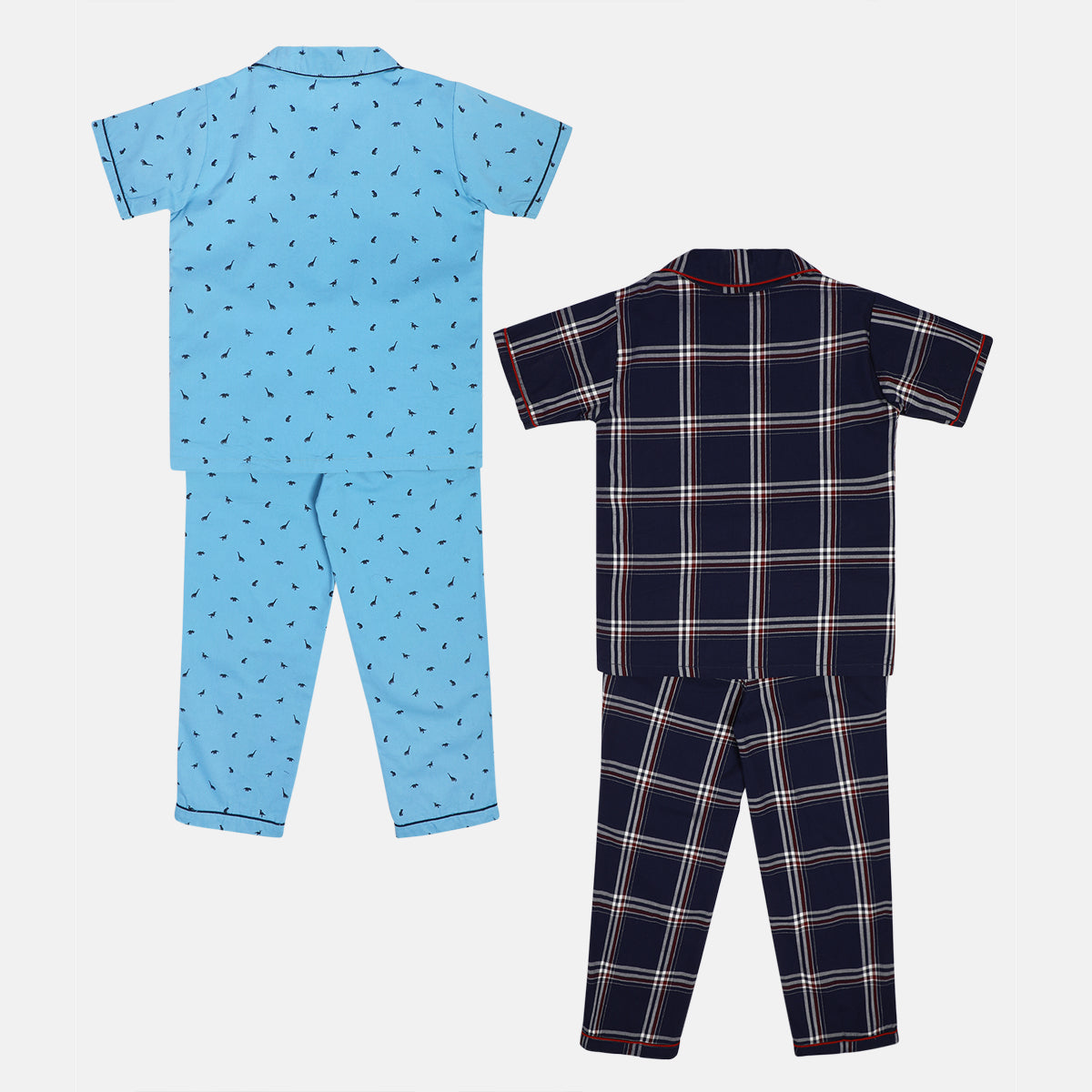 Kids Boys Printed and Checked Nightwear Sets Pack of 2, Multicolour