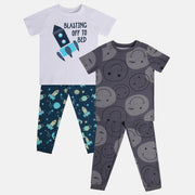 Kids Boys Printed Nightwear Sets Pack of 2, Multicolour
