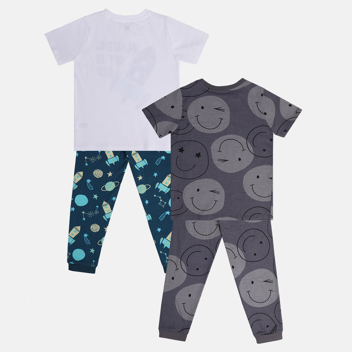Kids Boys Printed Nightwear Sets Pack of 2, Multicolour