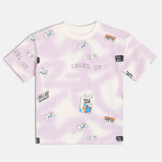 Baby Boys Graphic Printed T,Shirt, Off White and Light Purple
