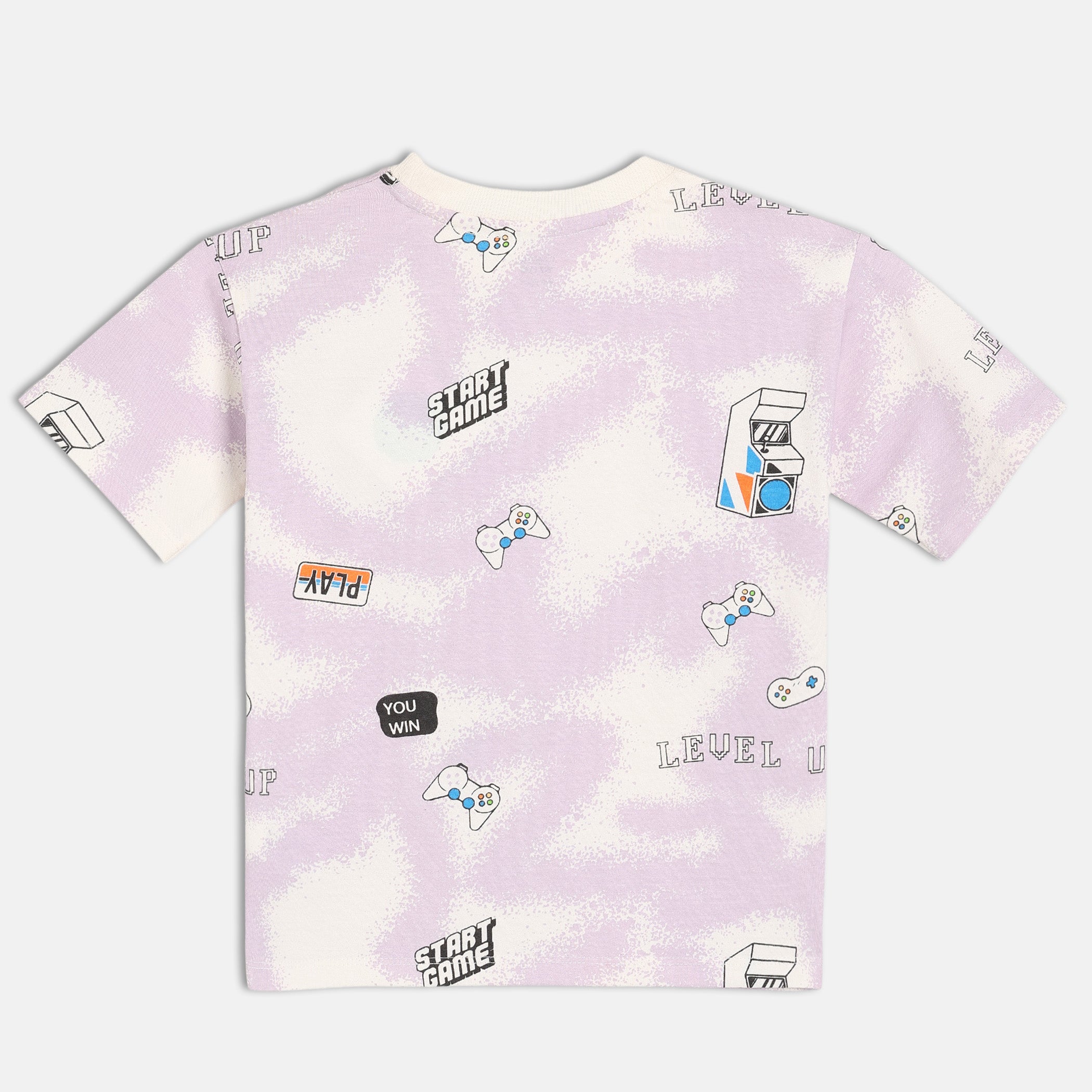Baby Boys Graphic Printed T,Shirt, Off White and Light Purple