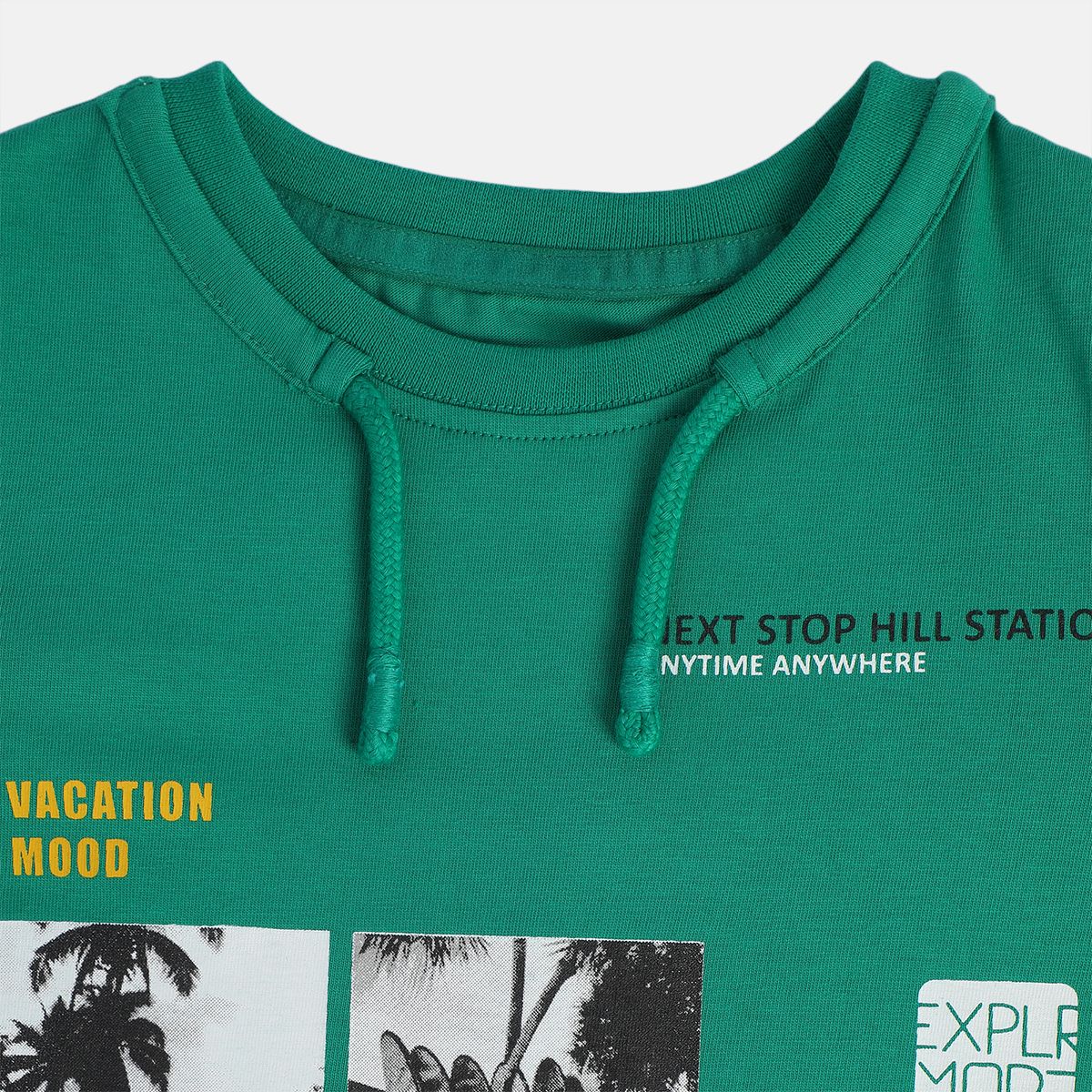 Boys Green Round Neck Short Sleeve T-Shirt