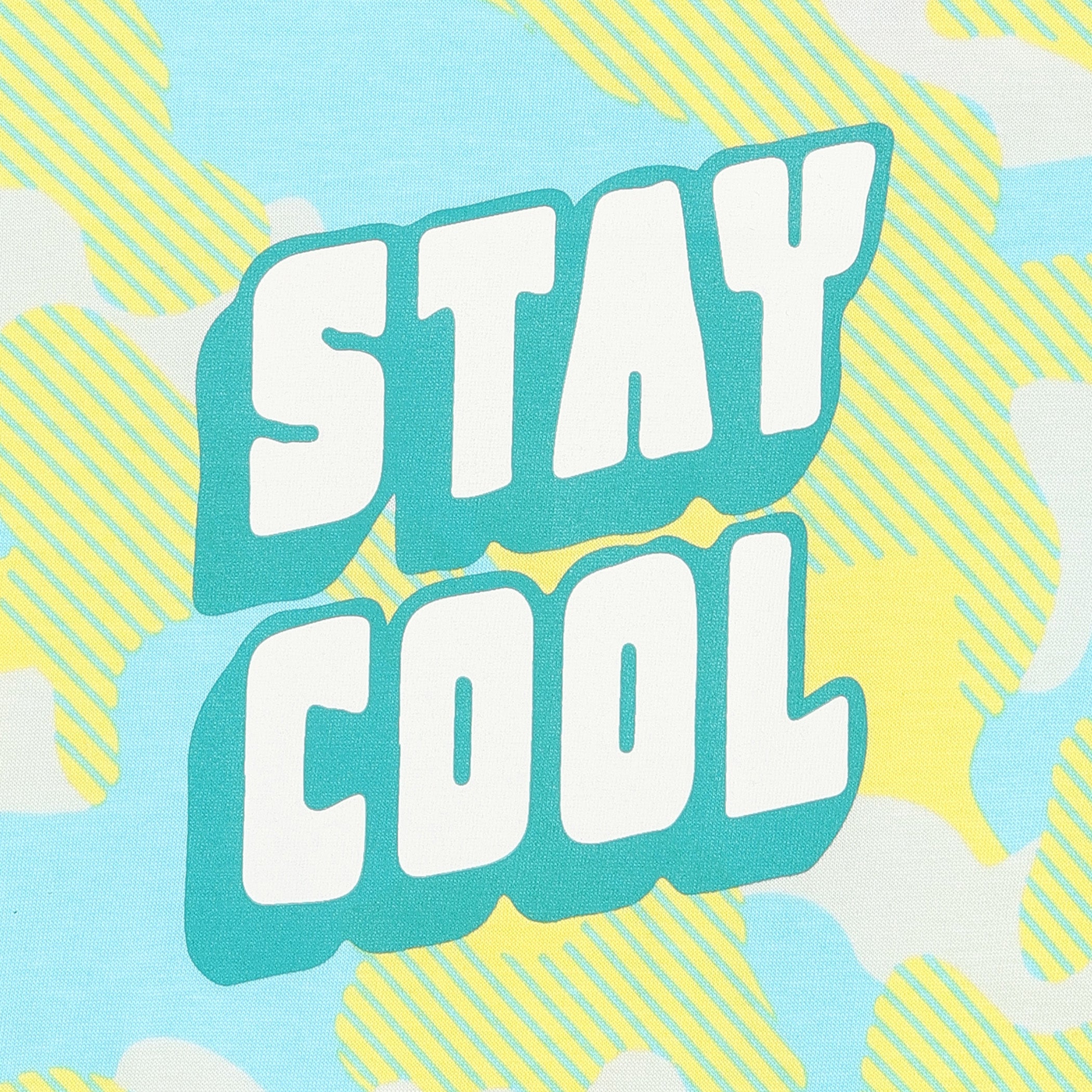 Baby Boys Printed Sleeveless T,Shirt with “Stay Cool” Text, Light Blue, Yellow and White