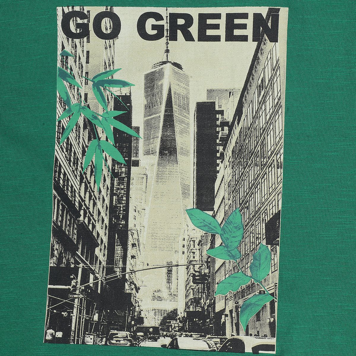 Boys Green Round Neck Short Sleeve T-Shirt