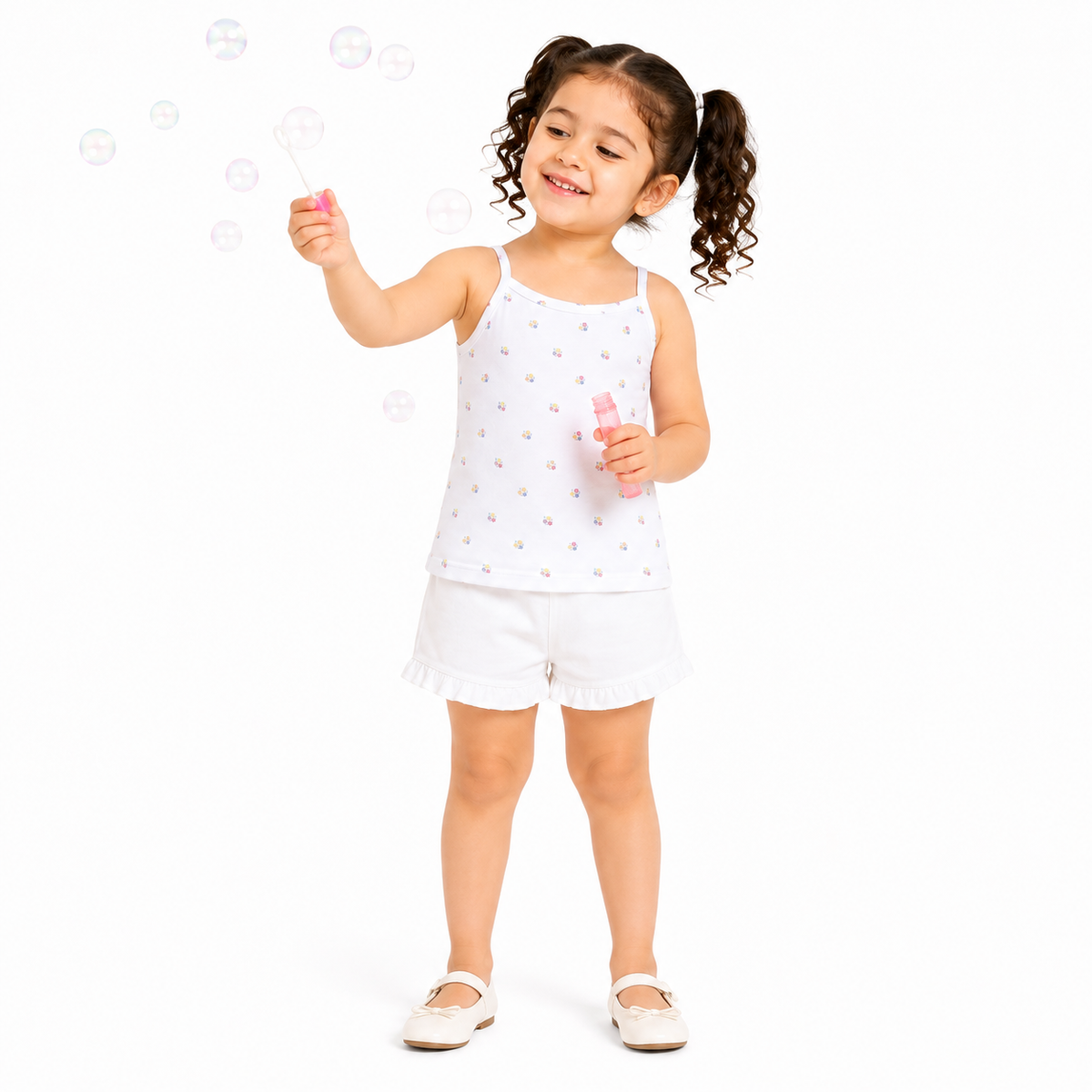 Baby Girls Pink and White Cotton Camisoles Pack of 2 Regular Fit Everyday Innerwear