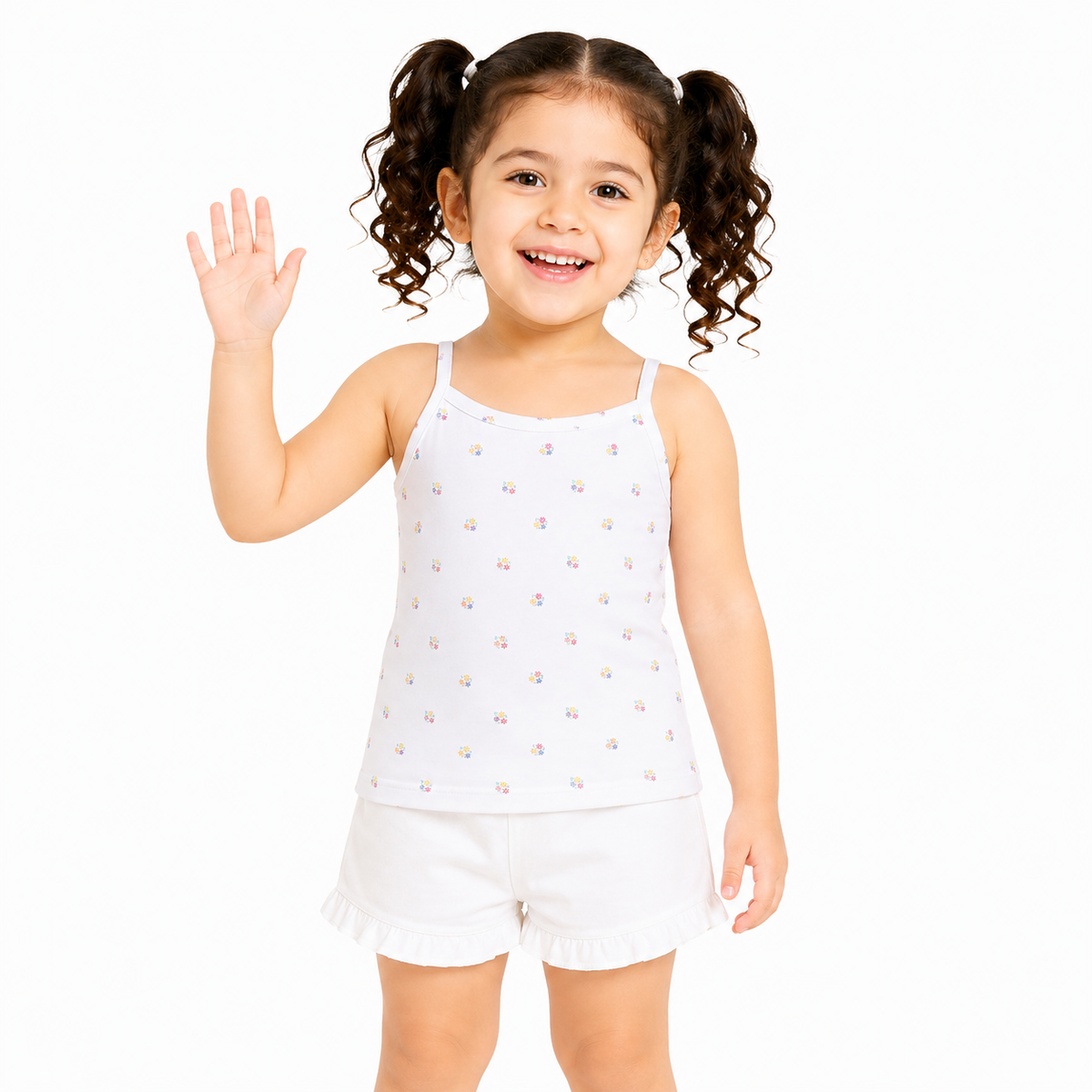 Baby Girls Pink and White Cotton Camisoles Pack of 2 Regular Fit Everyday Innerwear