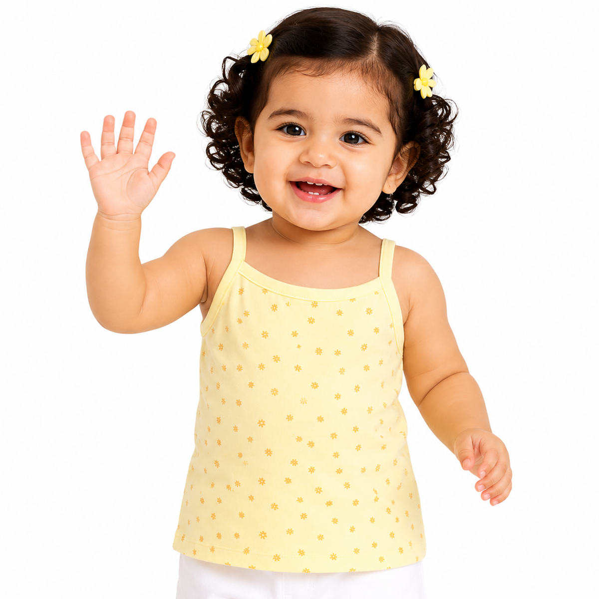 Baby Girls Yellow and Grey Cotton Camisoles Pack of 2 Comfortable Everyday Innerwear