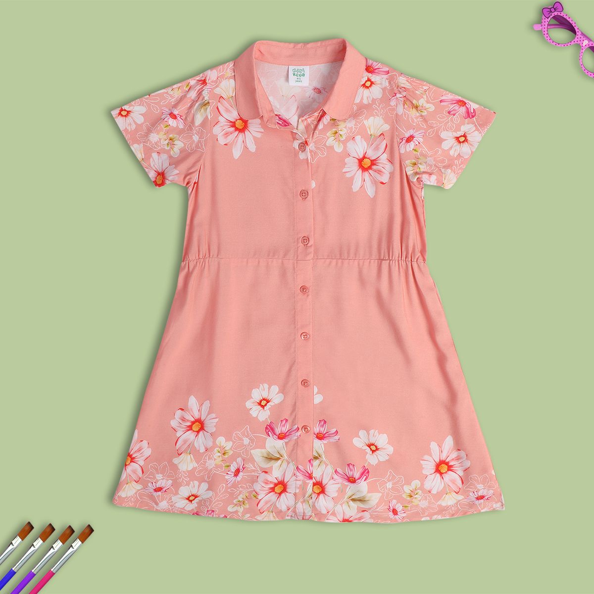 Girls Peach Pack Of 1 Dress
