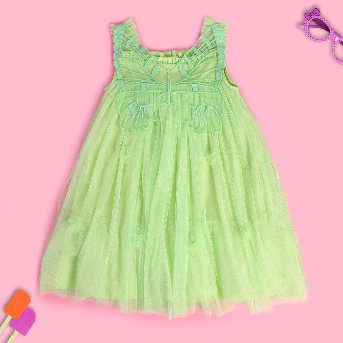 Girls Green Pack Of 1 Dress