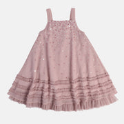 Girls Pink Strap Sleeve Less Dress