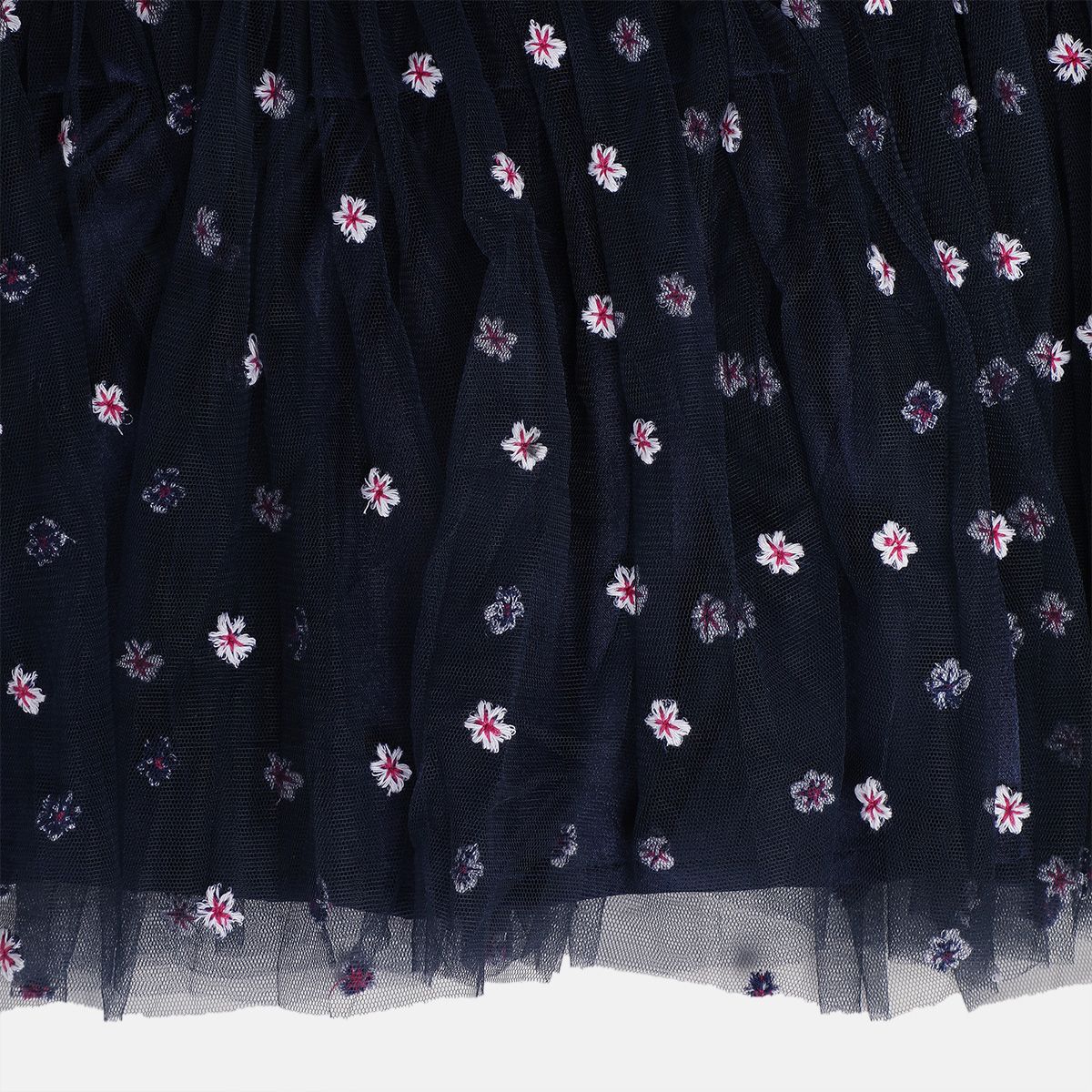 Girls Navy Round Neck Cap Sleeve Dress