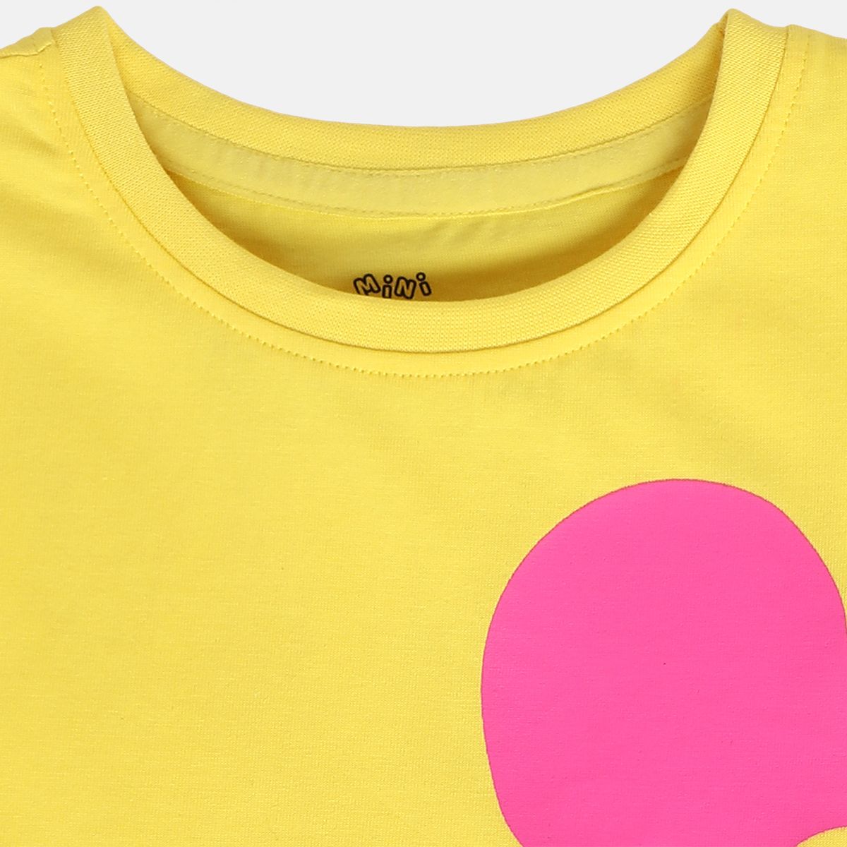 Girls Yellow Round Neck Short Sleeve Knit Top