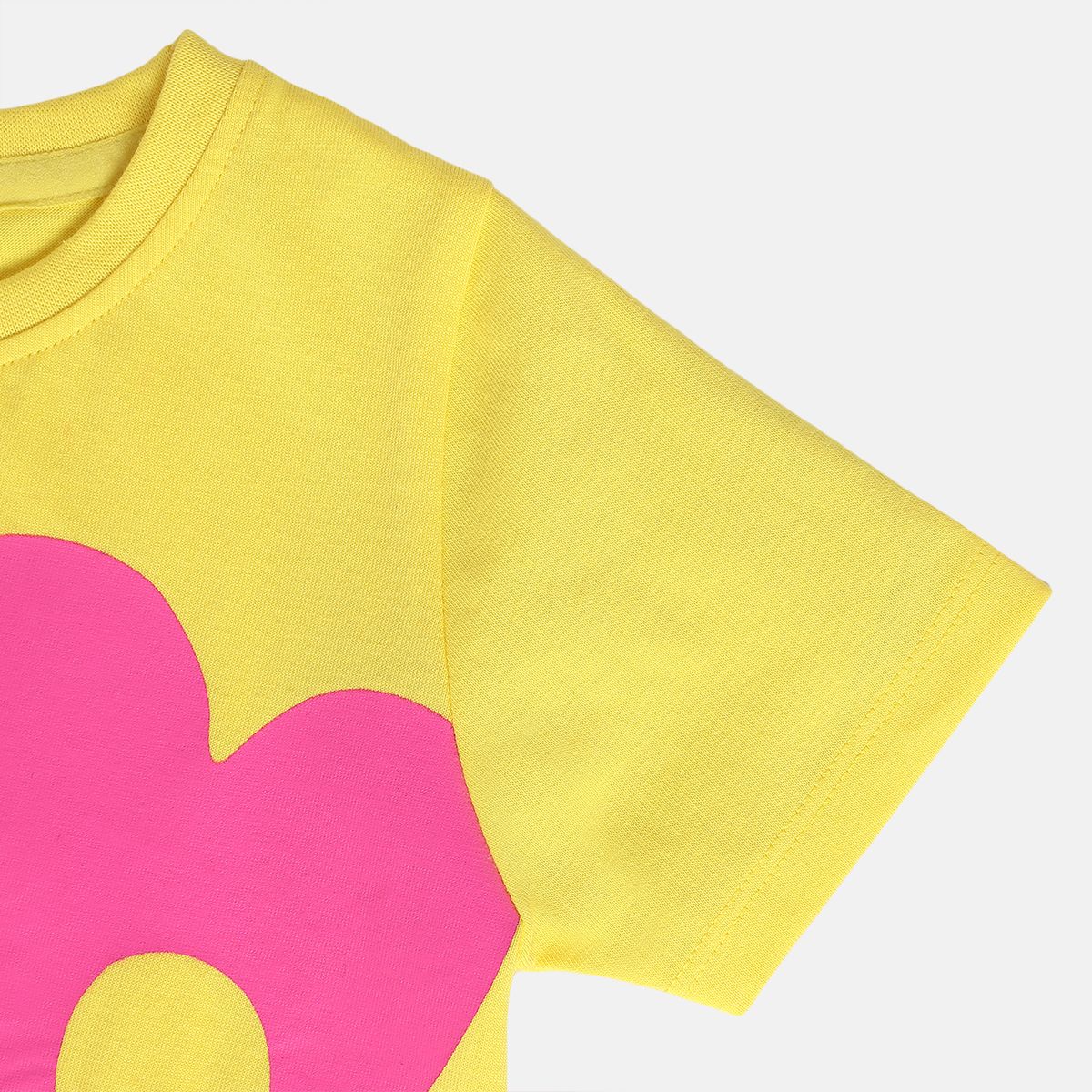Girls Yellow Round Neck Short Sleeve Knit Top