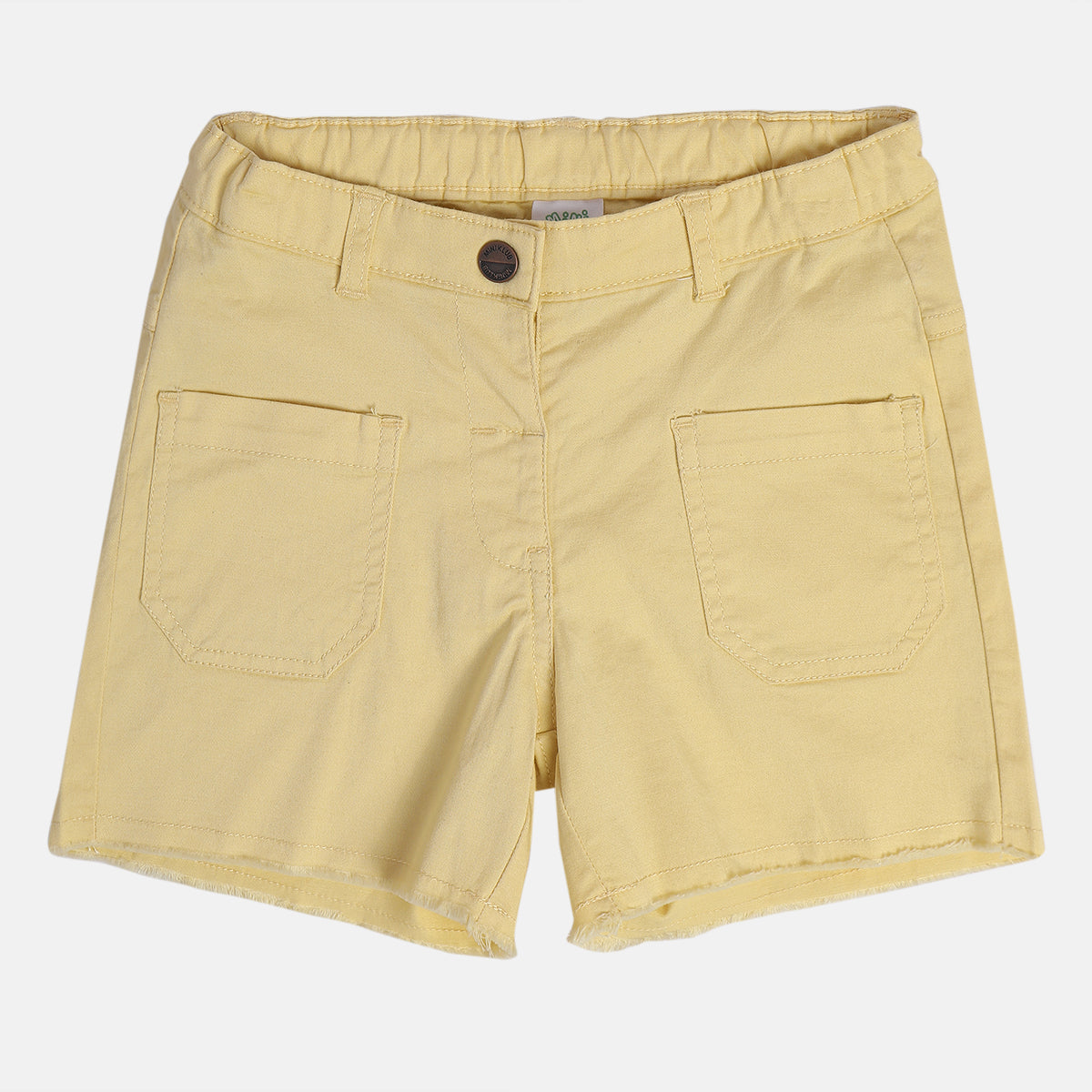 Baby Girls Solid Shorts with Pocket Detail, Light Yellow
