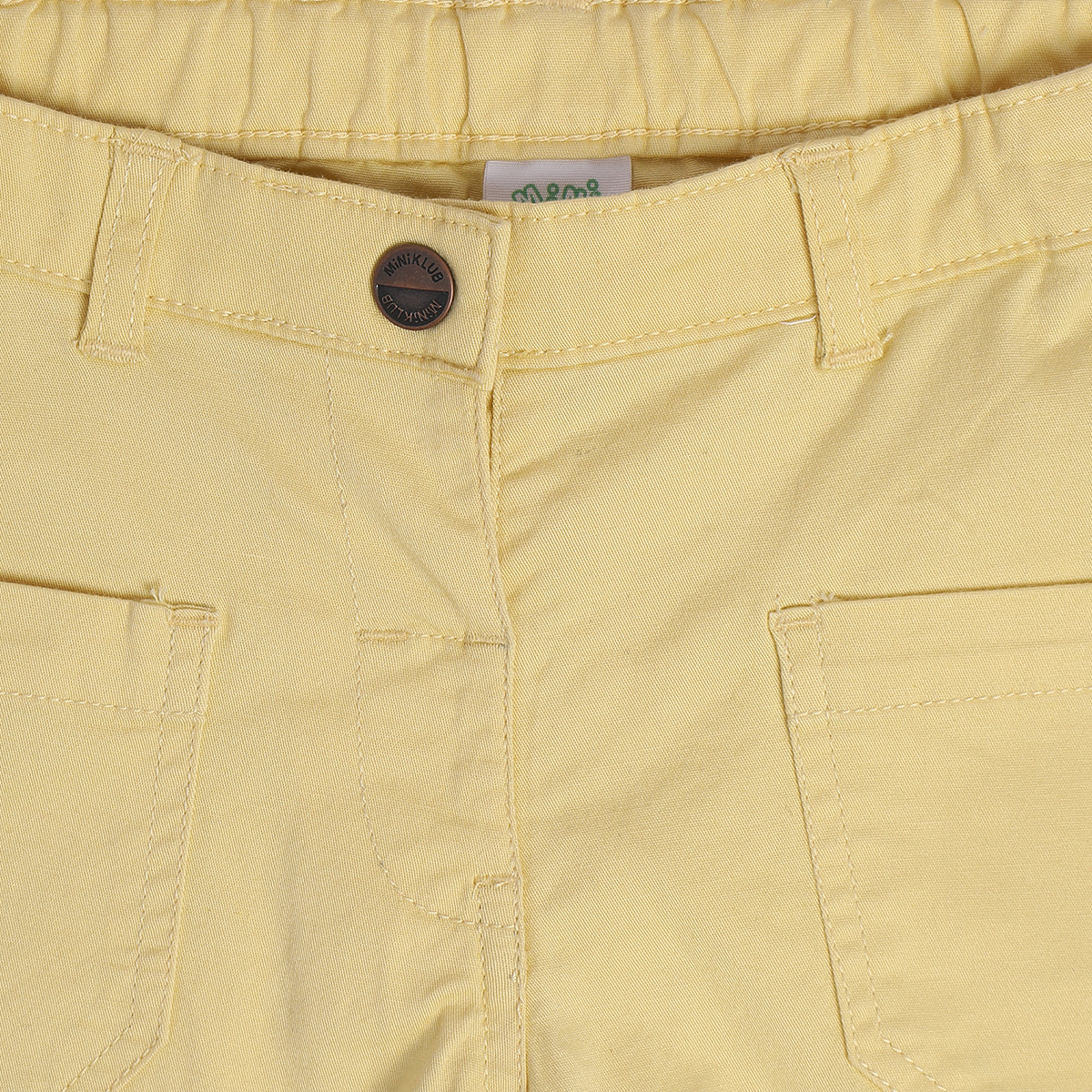 Baby Girls Solid Shorts with Pocket Detail, Light Yellow