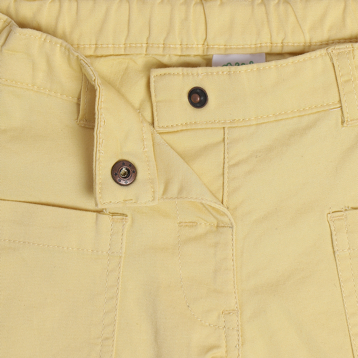Baby Girls Solid Shorts with Pocket Detail, Light Yellow