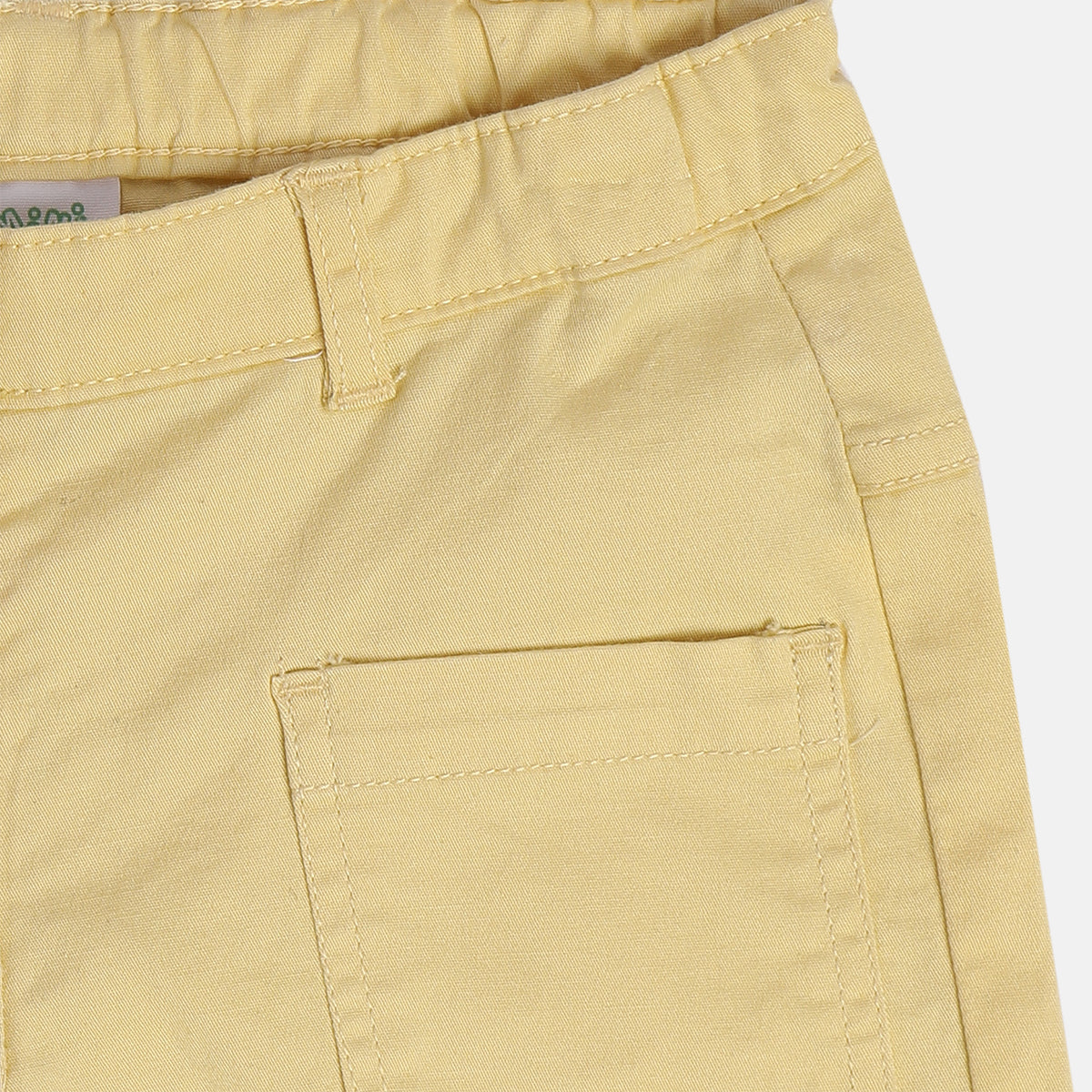 Baby Girls Solid Shorts with Pocket Detail, Light Yellow