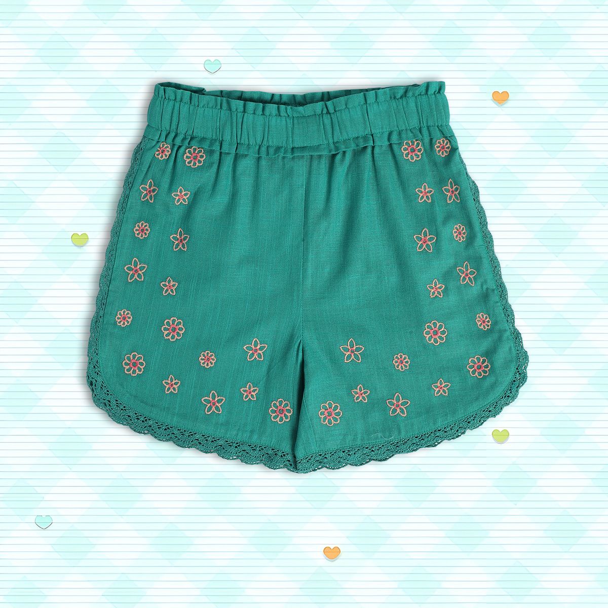 Girls Green Pack Of 1 Shorts